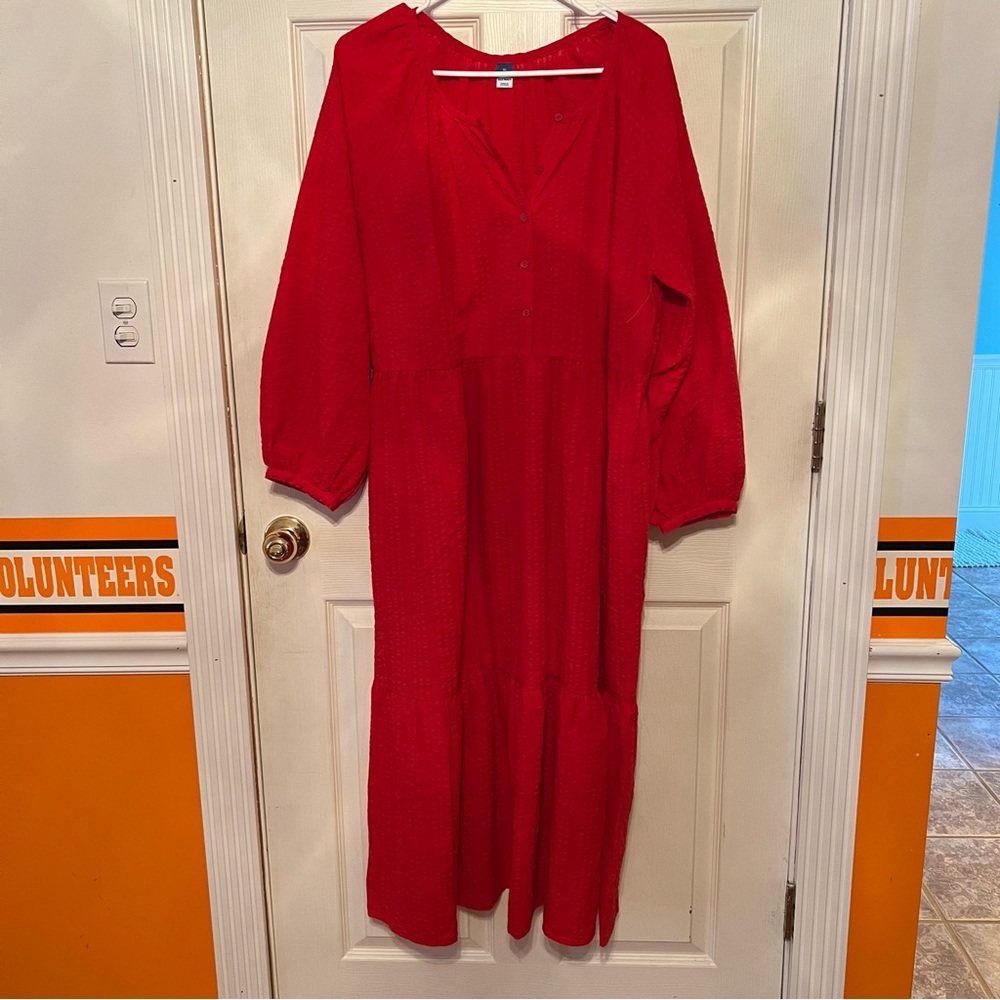 Old Navy Seersucker Long-Sleeve All-Day
Maxi Swing Dress size xl